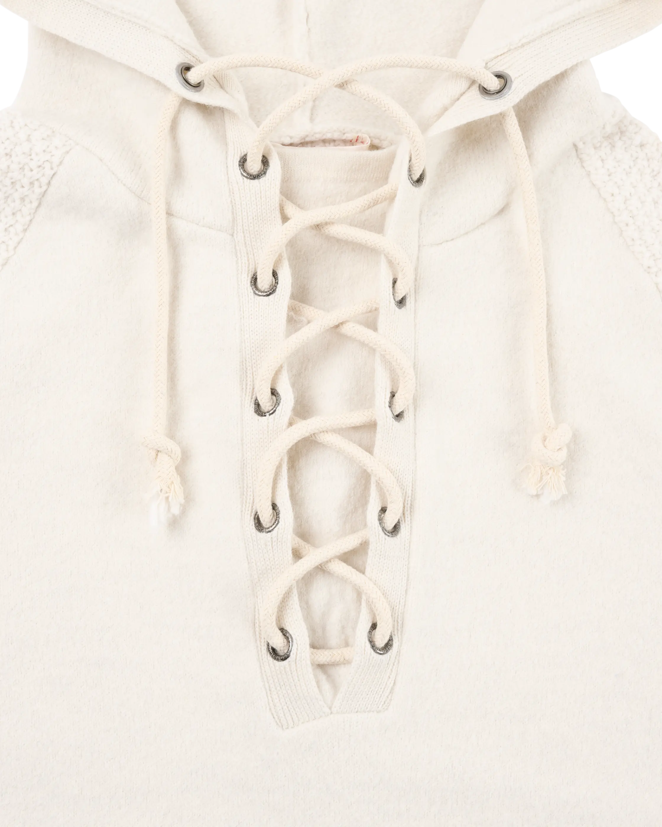 Lace-up Boiled Wool Hoodie – Unisex
