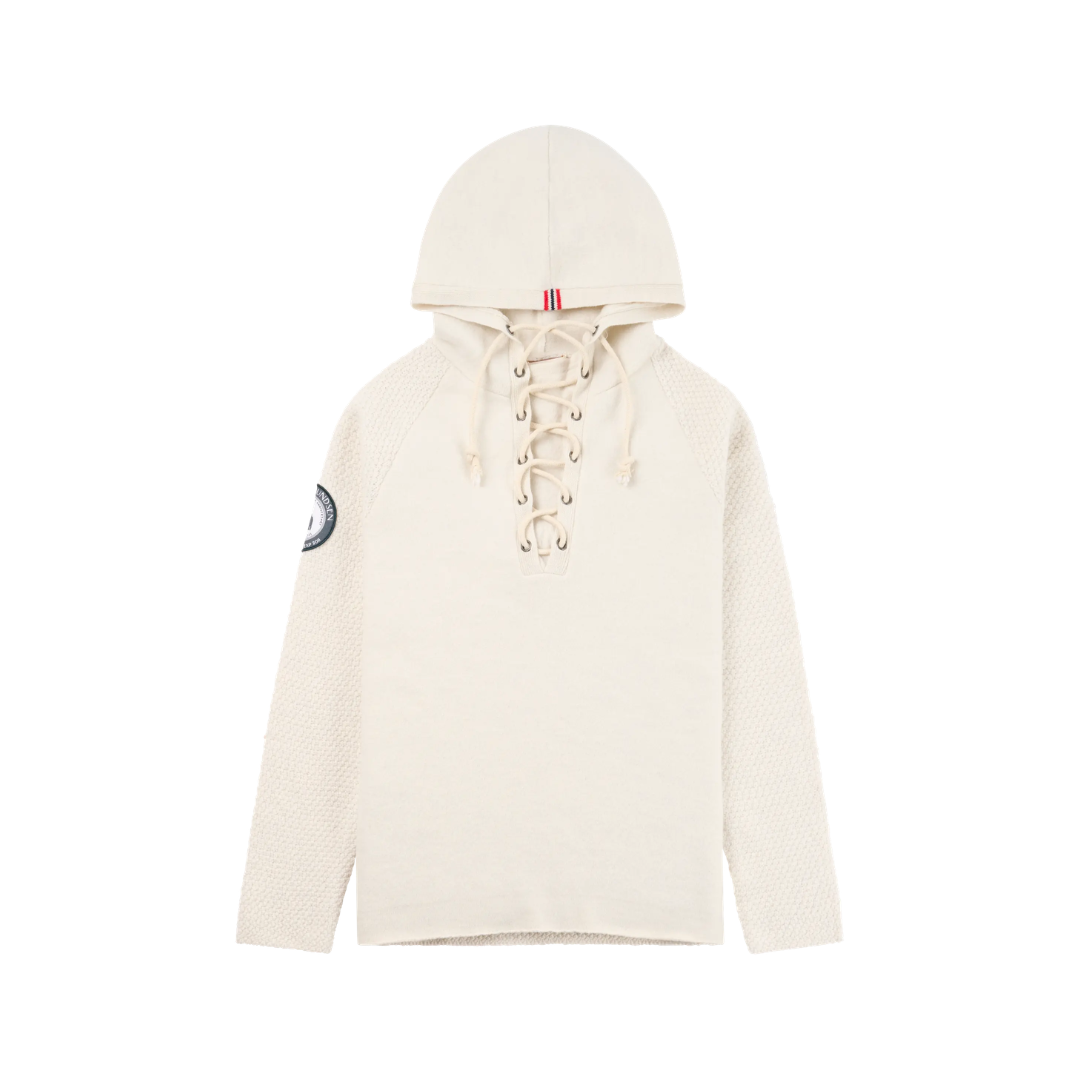 Lace-up Boiled Wool Hoodie – Unisex