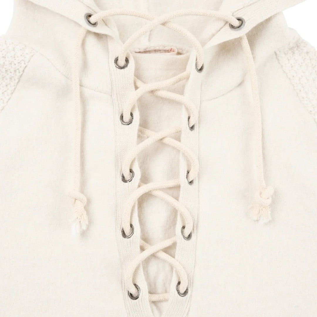 Lace-up Boiled Wool Hoodie – Unisex